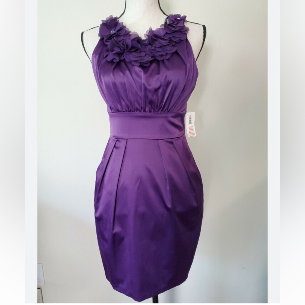 Vintage B. DARLIN Formal Purple Dress; with pockets wide waistband Size: 9/10